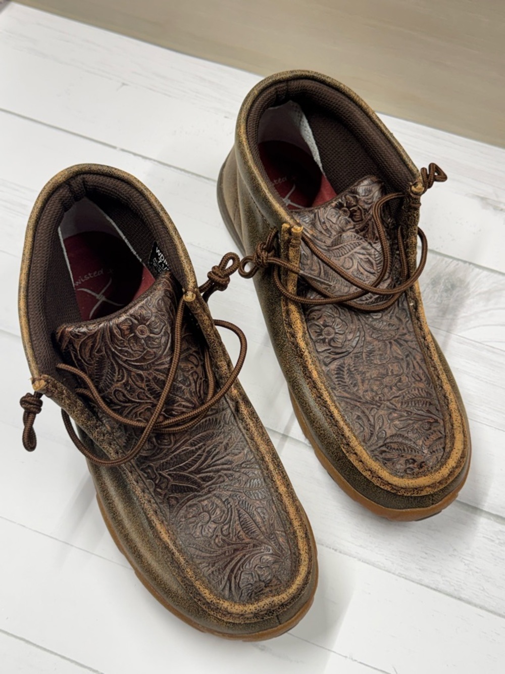 Twisted X women’s Brown Embossed Leather Chukka Boots